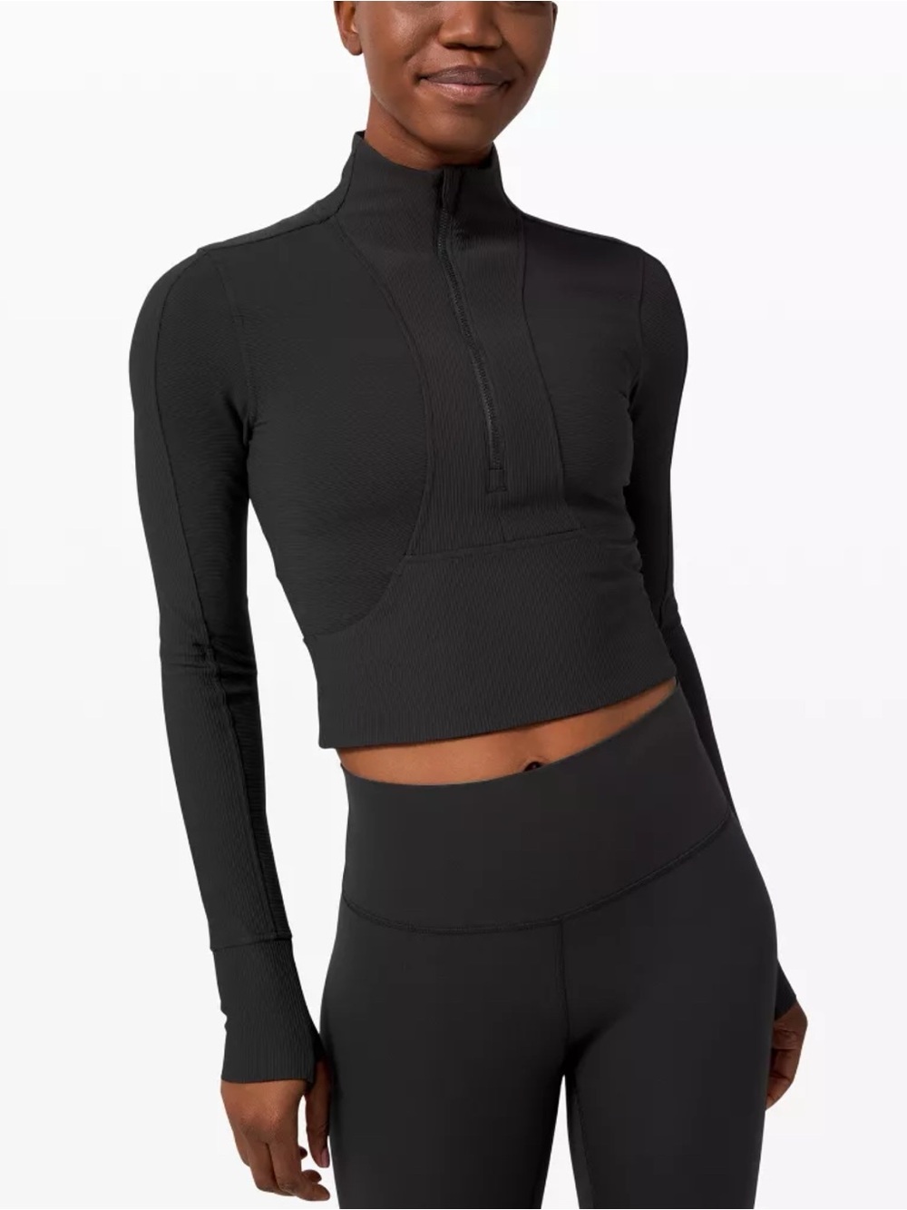 Lululemon Take it in Stride 1/2 Zip Sz 10 In Black